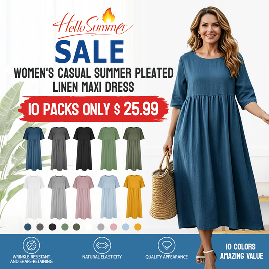 Summer New Cotton and Linen Casual Short Sleeve